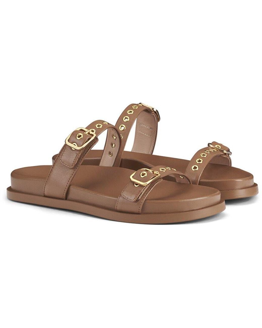 Agl Attilio Giusti Leombruni Brown Cristina Ring Leather Slide