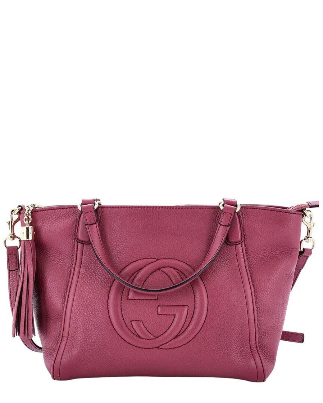 Gucci Purple Leather Soho Convertible Top Handle Bag Small (Authentic Pre-Loved)