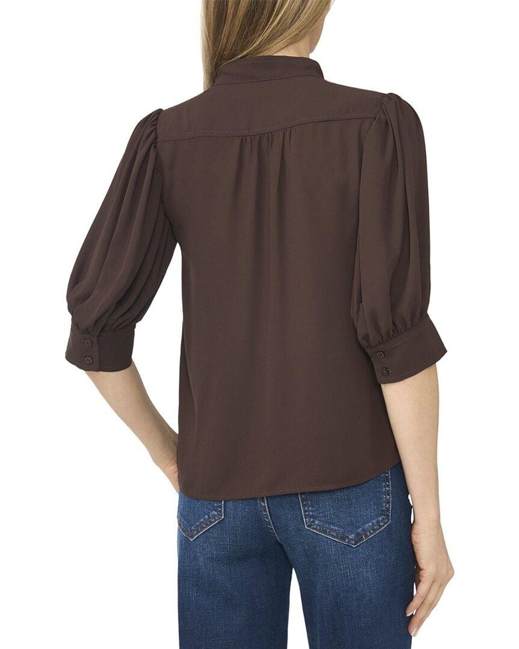 Cece Black Open Collar Top