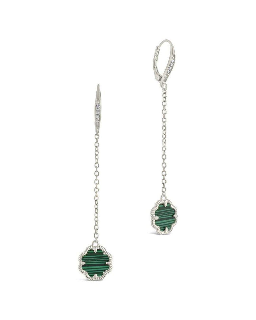 Sterling Forever White Rose Petal Long Drop Earrings