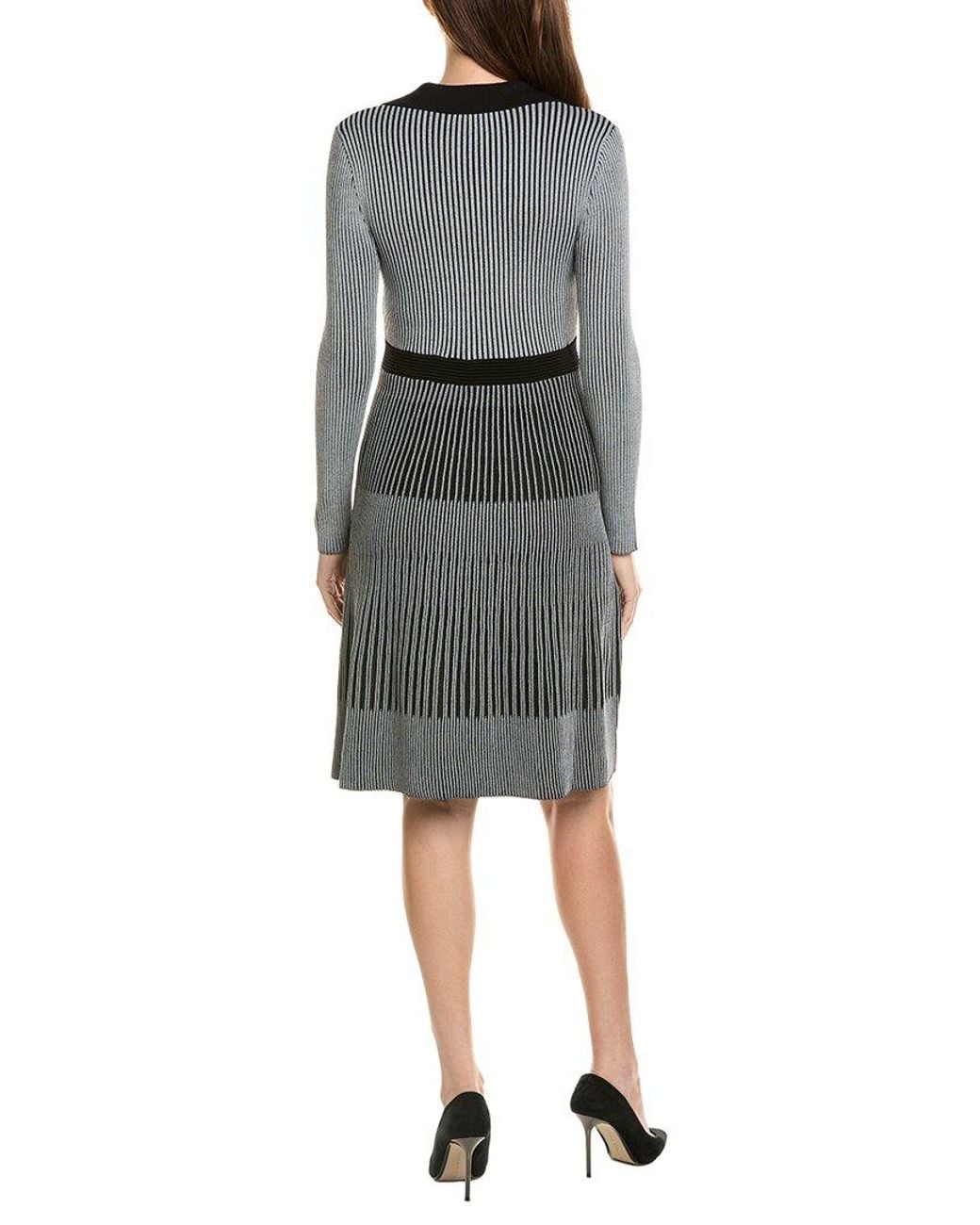 Sharagano Gray Long Sleeve Midi Dress