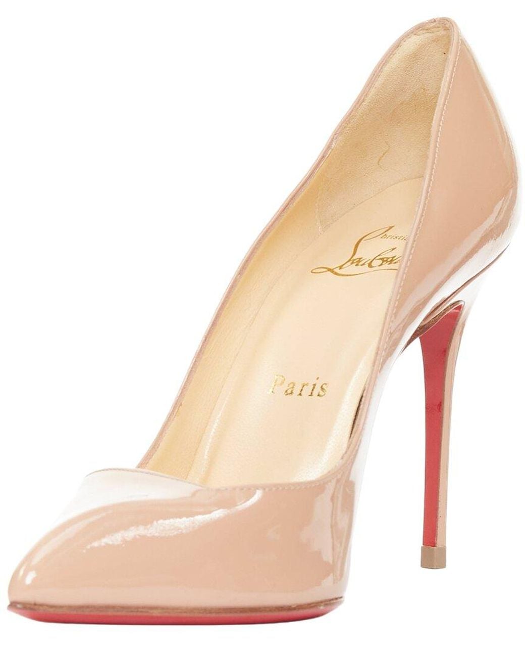 Christian Louboutin Natural Patent Leather Pigalle Point Toe Pump (Authentic Pre-Loved)