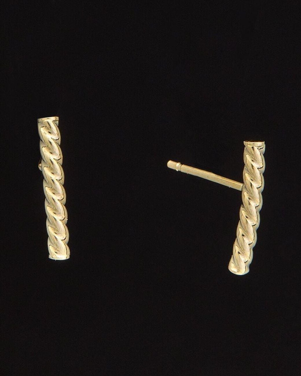 Italian Gold Black 14k Twisted Bar Studs
