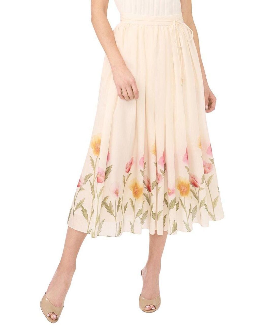 Ted Baker Pink Megan Linen-Blend Skirt