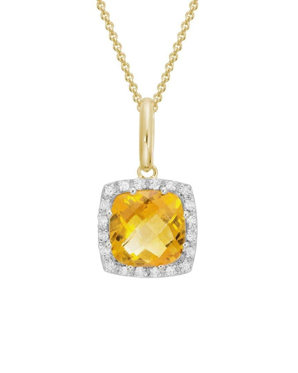 Diamond Select Cuts Metallic 14k 2.02 Ct. Tw. Diamond & Citrine Necklace