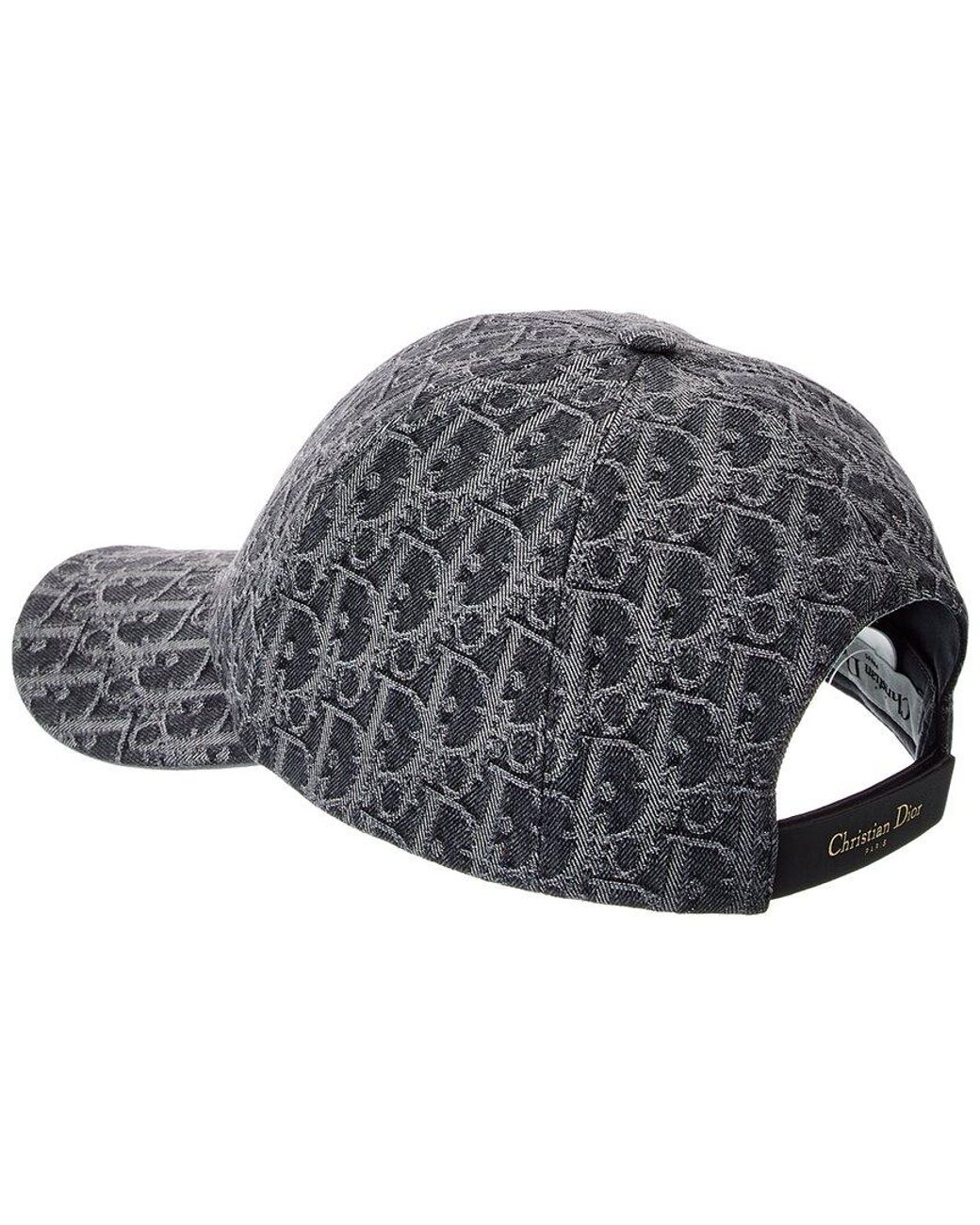 Dior D-Player Denim Oblique Leather-Trim Cap in Gray | Lyst