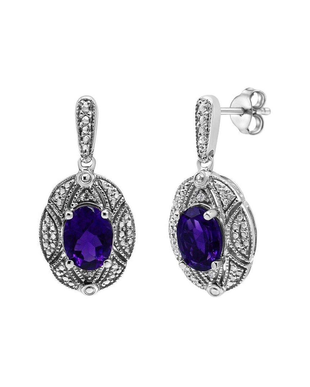 Haus of Brilliance Blue 3.30 Ct. Tw. Diamond & Amethyst Stud Earring