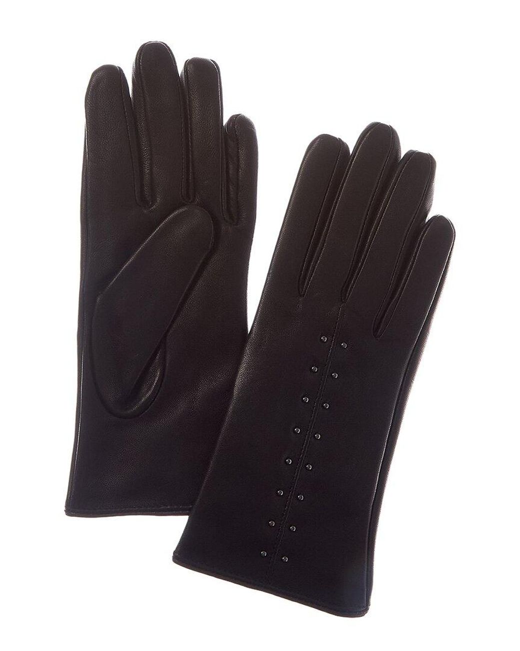 Sofiacashmere Black Sofiacashmere Cashmere-Lined Nappa Leather Gloves
