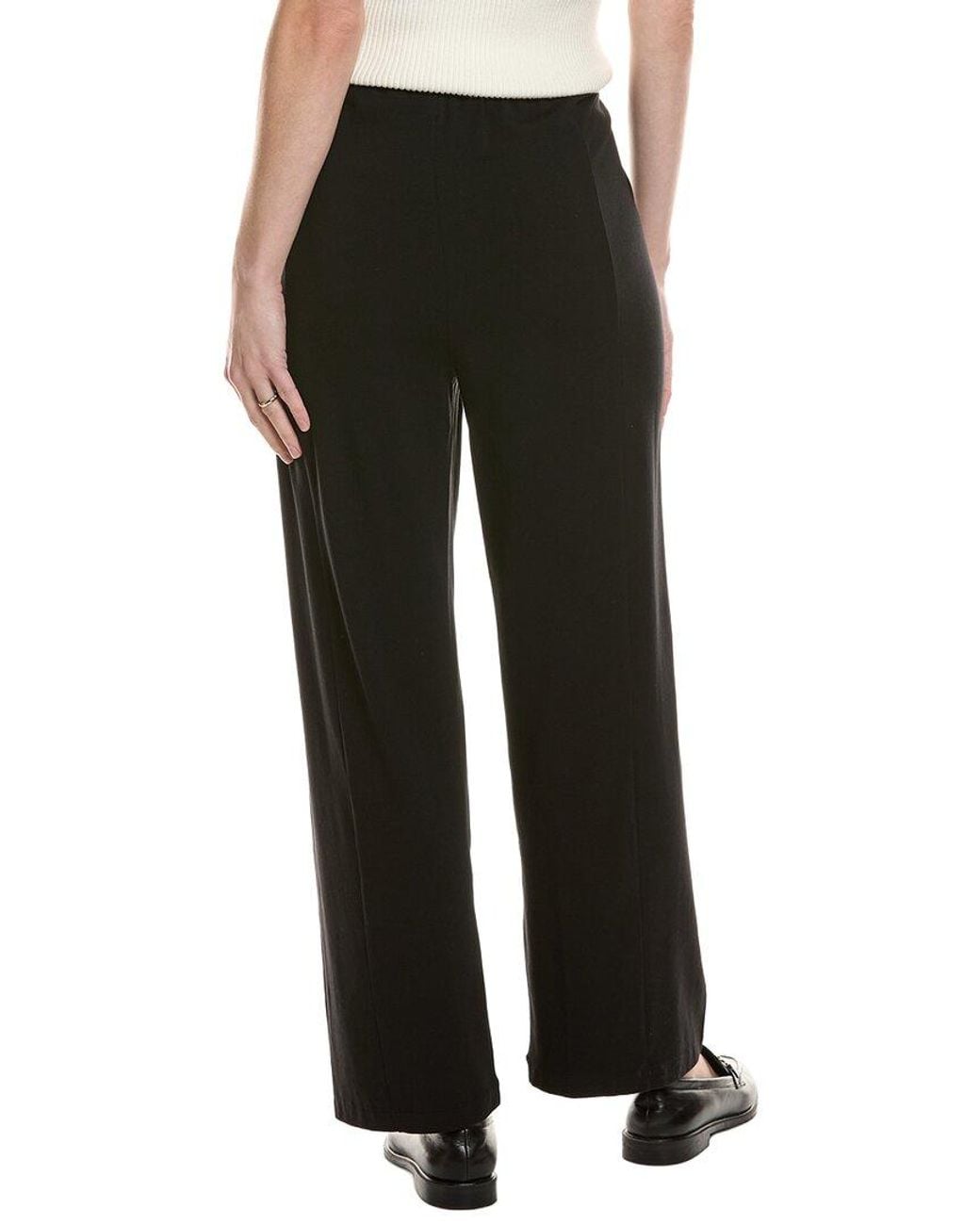 Eileen Fisher Black Straight Ankle Pleated Pant