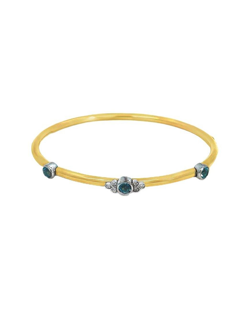 Gemstones Metallic 0.93 Ct. Tw. Diamond & Topaz Bangle