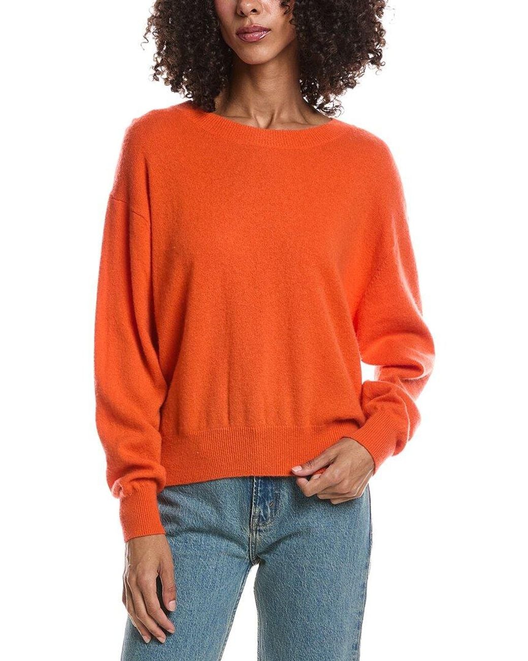 Brodie Cashmere Orange Milly Crewneck 100% Cashmere Sweater