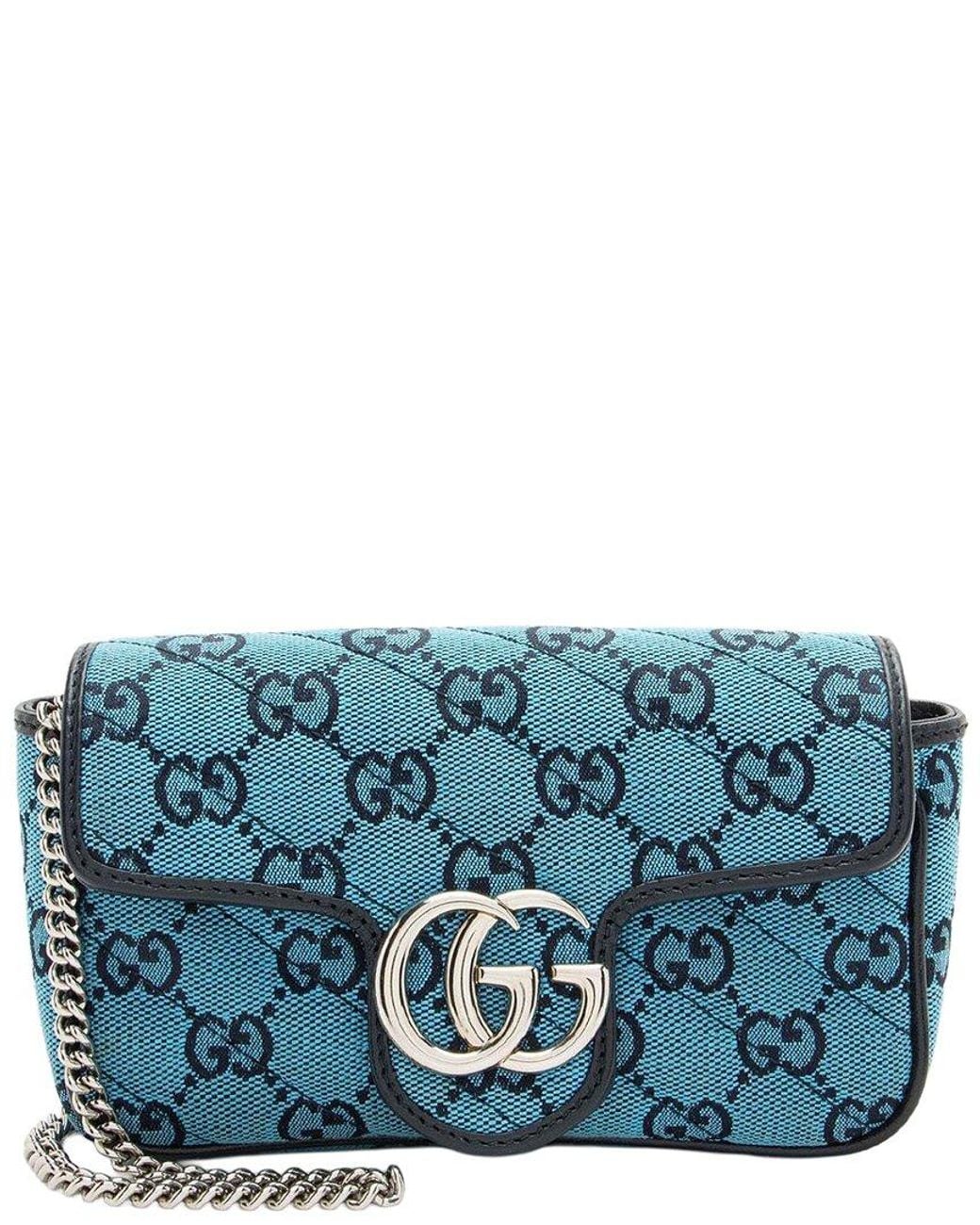 Gucci Blue Matelassé GG Marmont Mini Flap Bag (authentic Pre-loved)