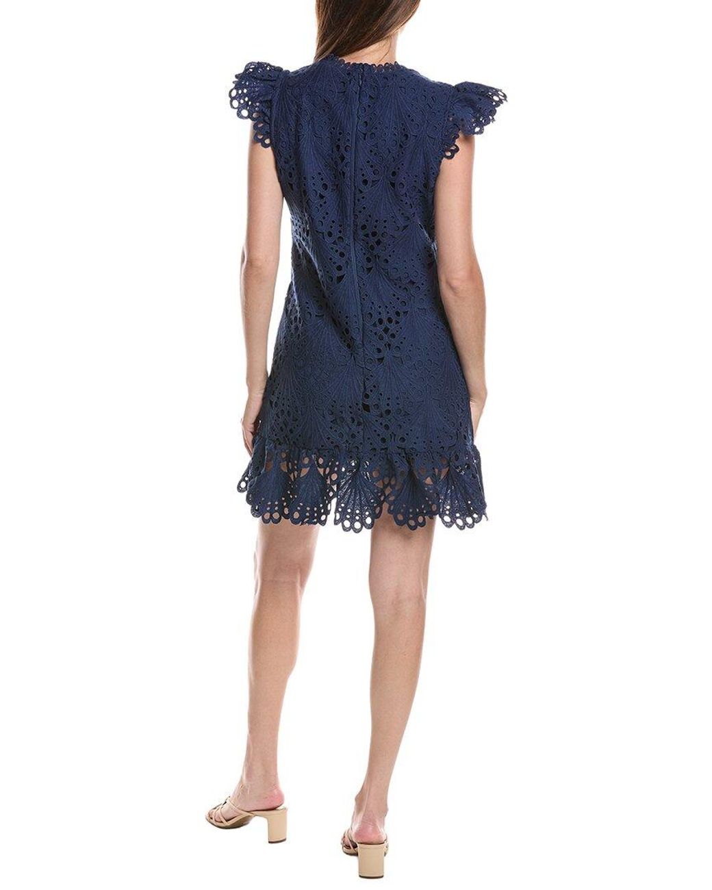 LAYERED WITH LOVE Blue Embroidered Mini Dress