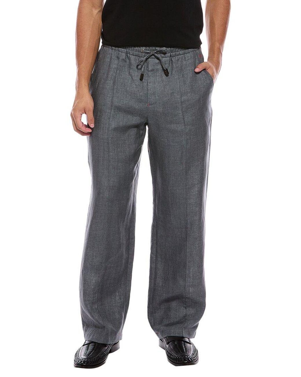 Isaia Black Linen Pant for men
