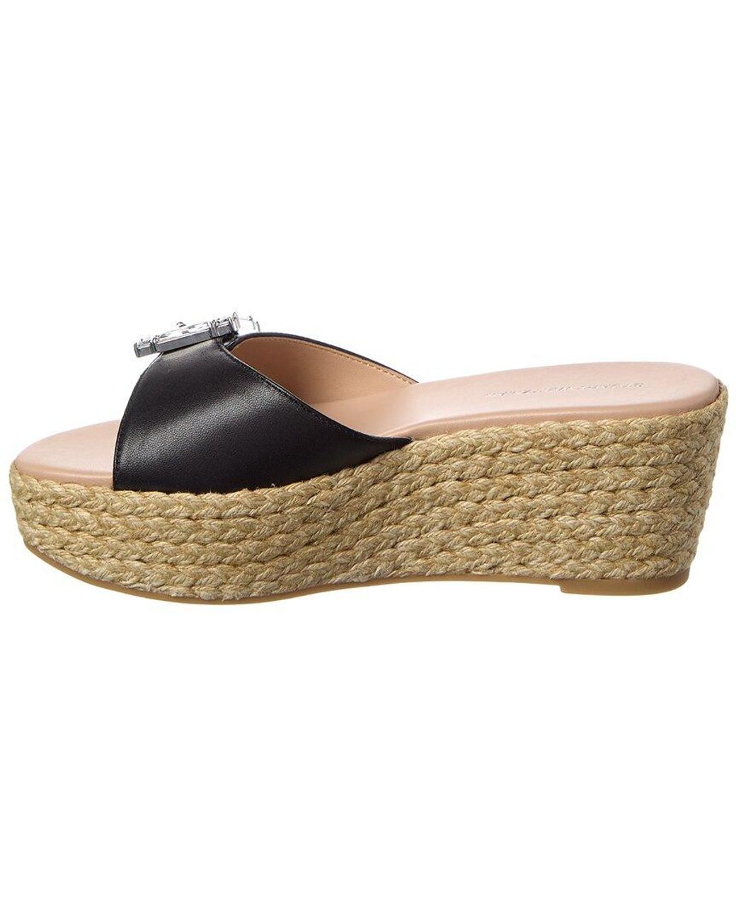 Stuart Weitzman White June 75 Leather Wedge Sandal