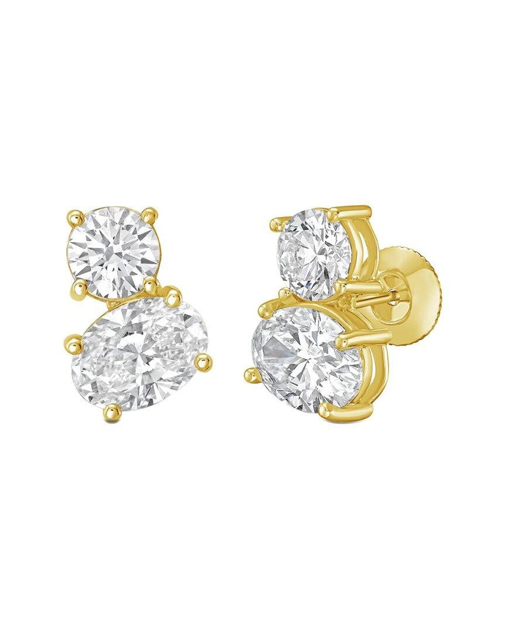 Diana M Metallic Diana M. 14K 3.00 Ct. Tw. Lab-Grown Diamond Two-Stone Earrings