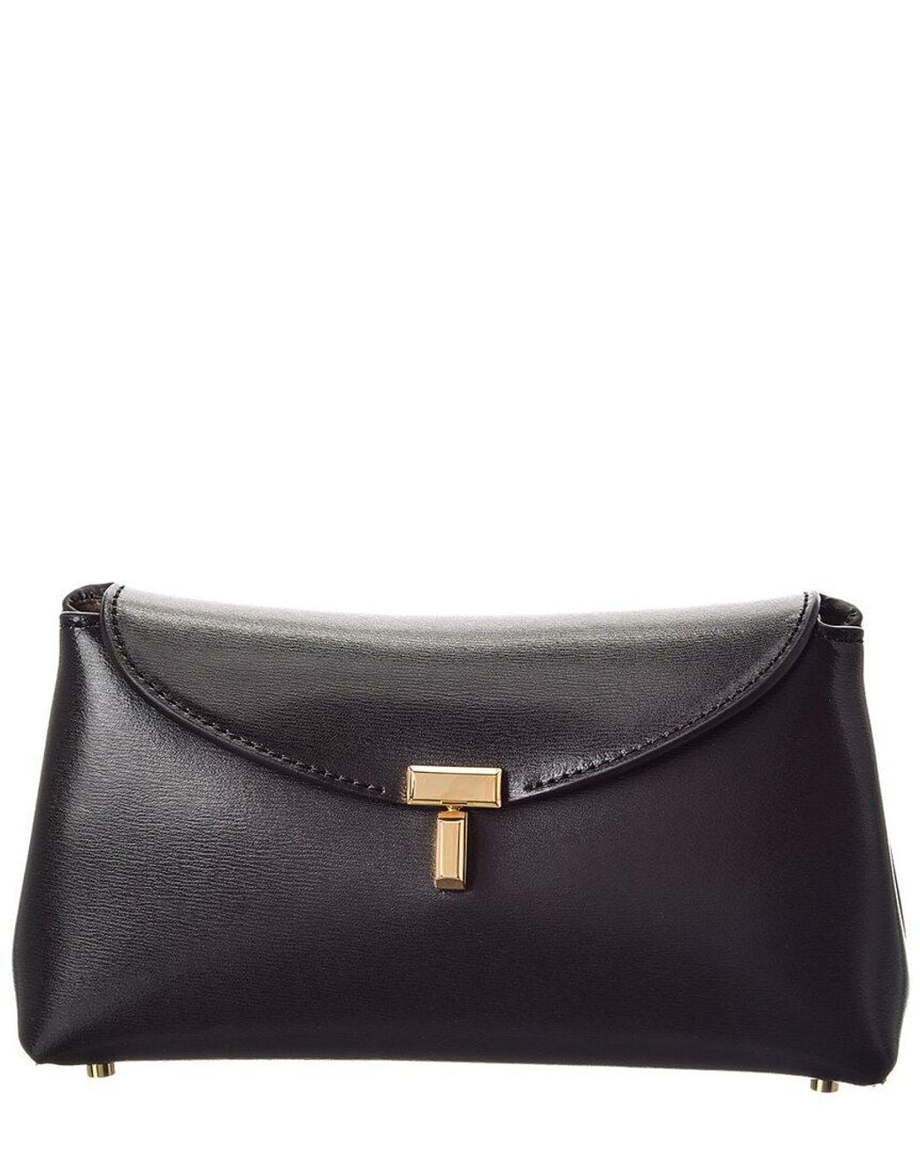 Totême Black T-lock Mini Leather Clutch