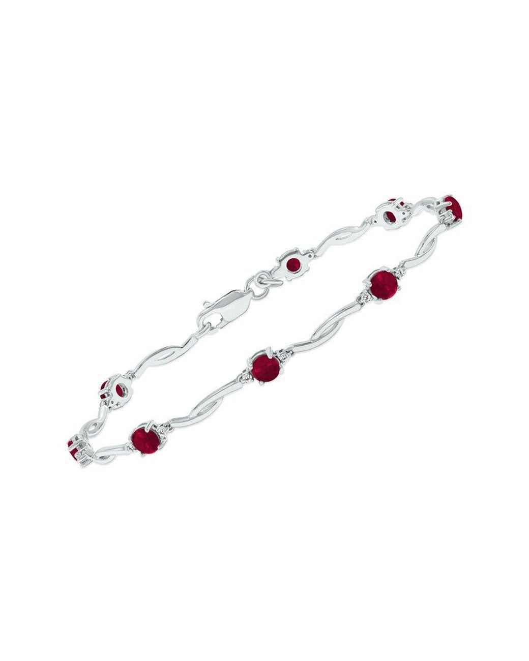 Gemstones White 1.52 Ct. Tw. Diamond & Ruby Bracelet
