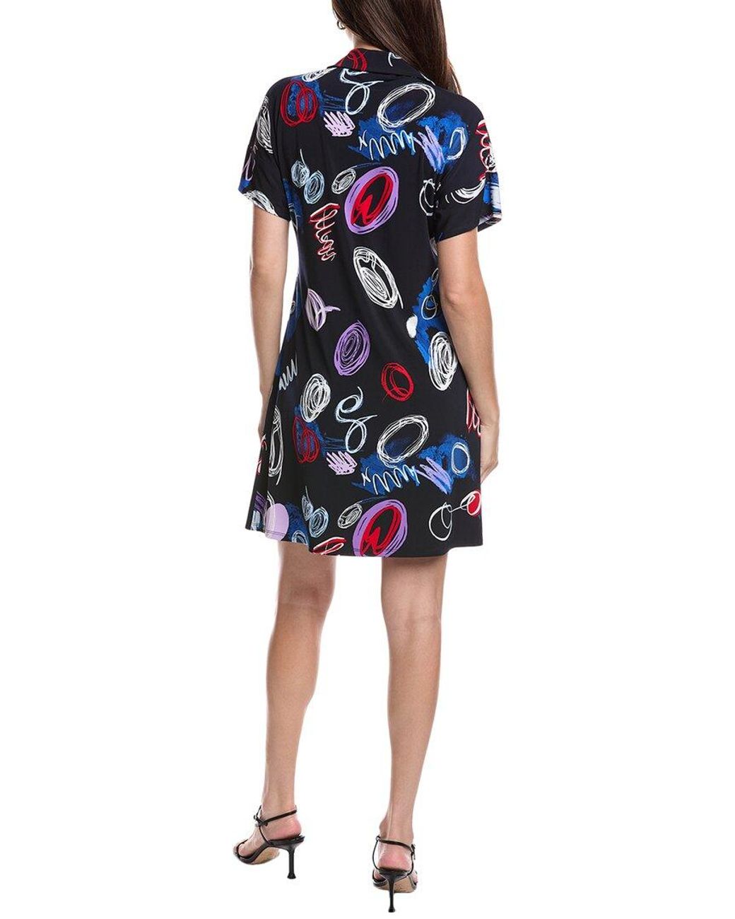 Joseph Ribkoff Blue Front Pleat Polo Dress