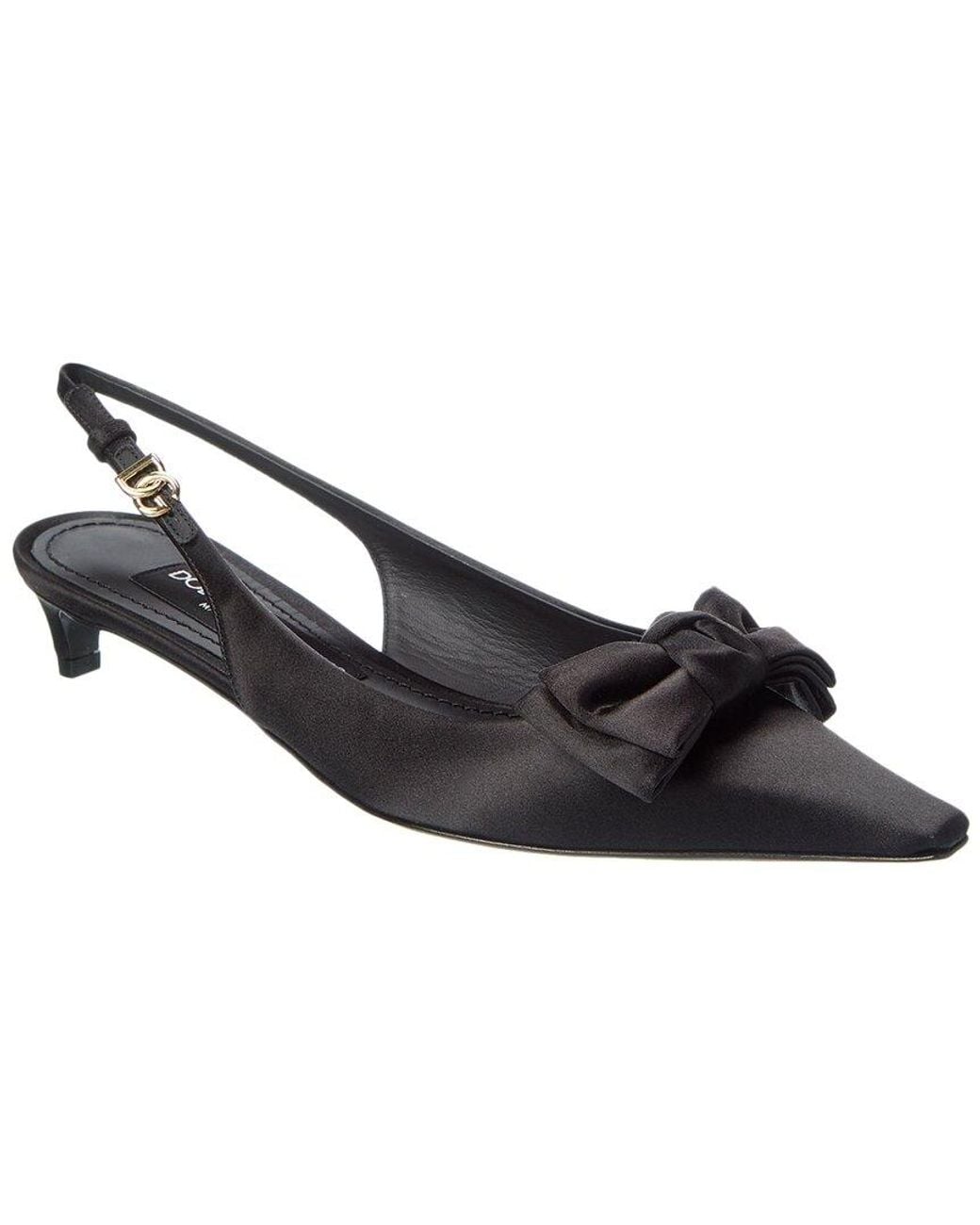 Dolce & Gabbana Black Dg Logo Satin Slingback Pump
