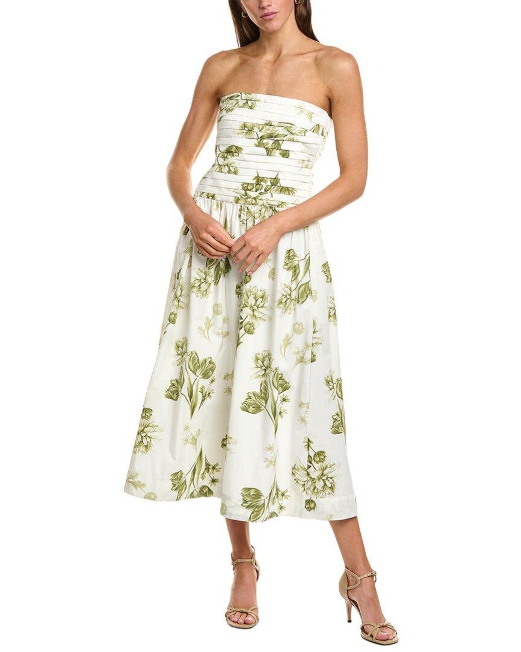 1.STATE Green Strapless Ruched Bodice Maxi Dress