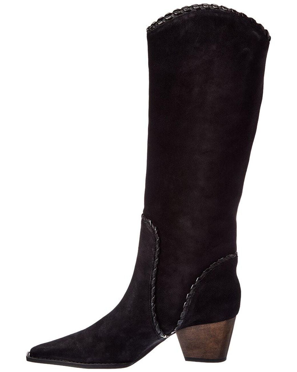Alexandre Birman Black Victoria Saddle 60 Suede Knee-High Boot