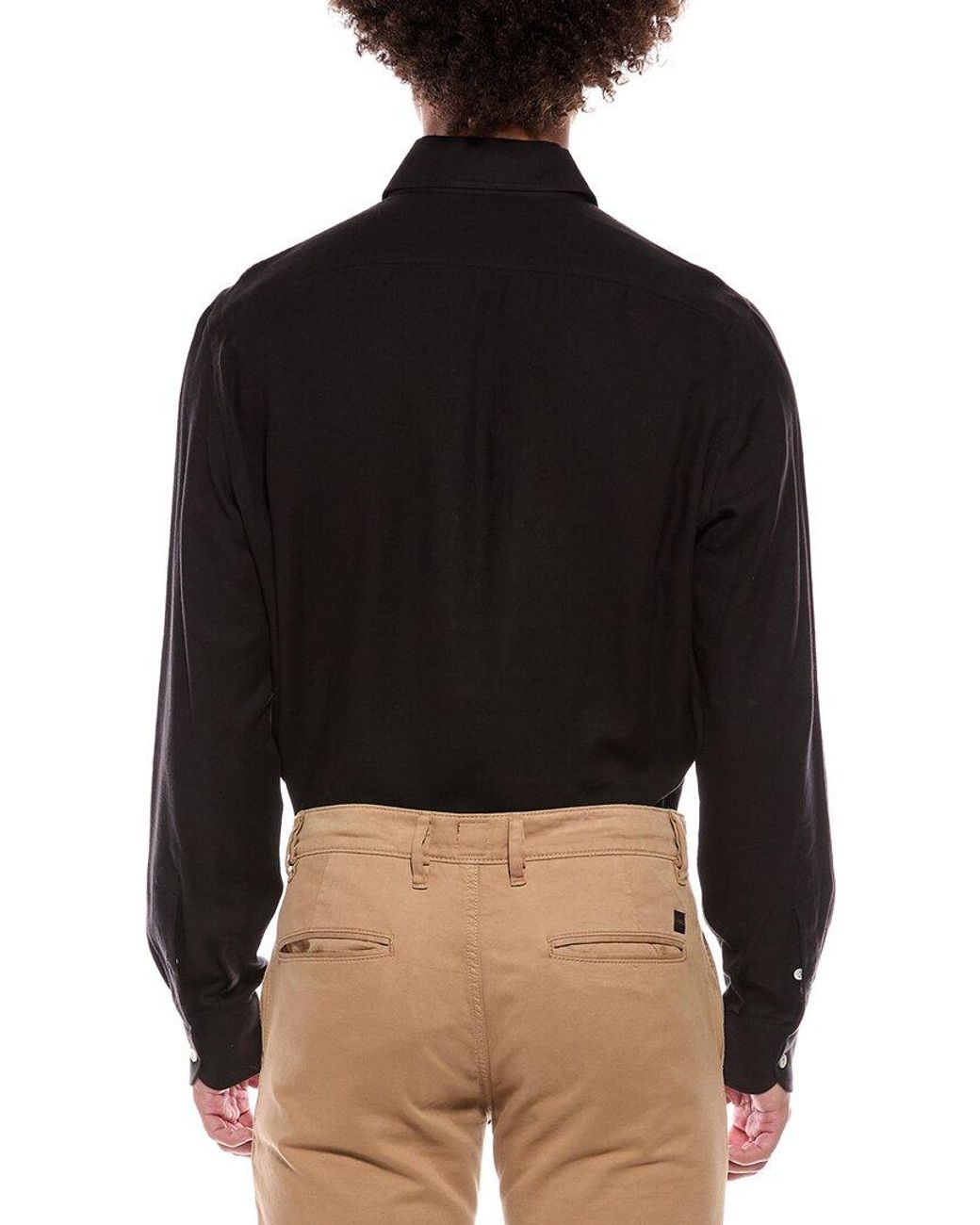 Isaia Black Mix Cashmere-Blend Sport Shirt for men