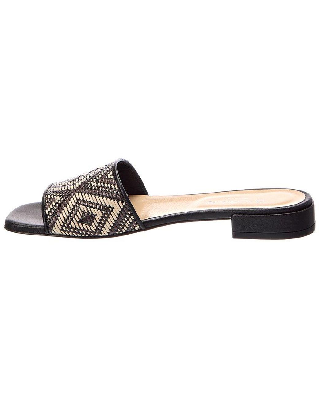 Baldini Brown Raffia & Leather Sandal