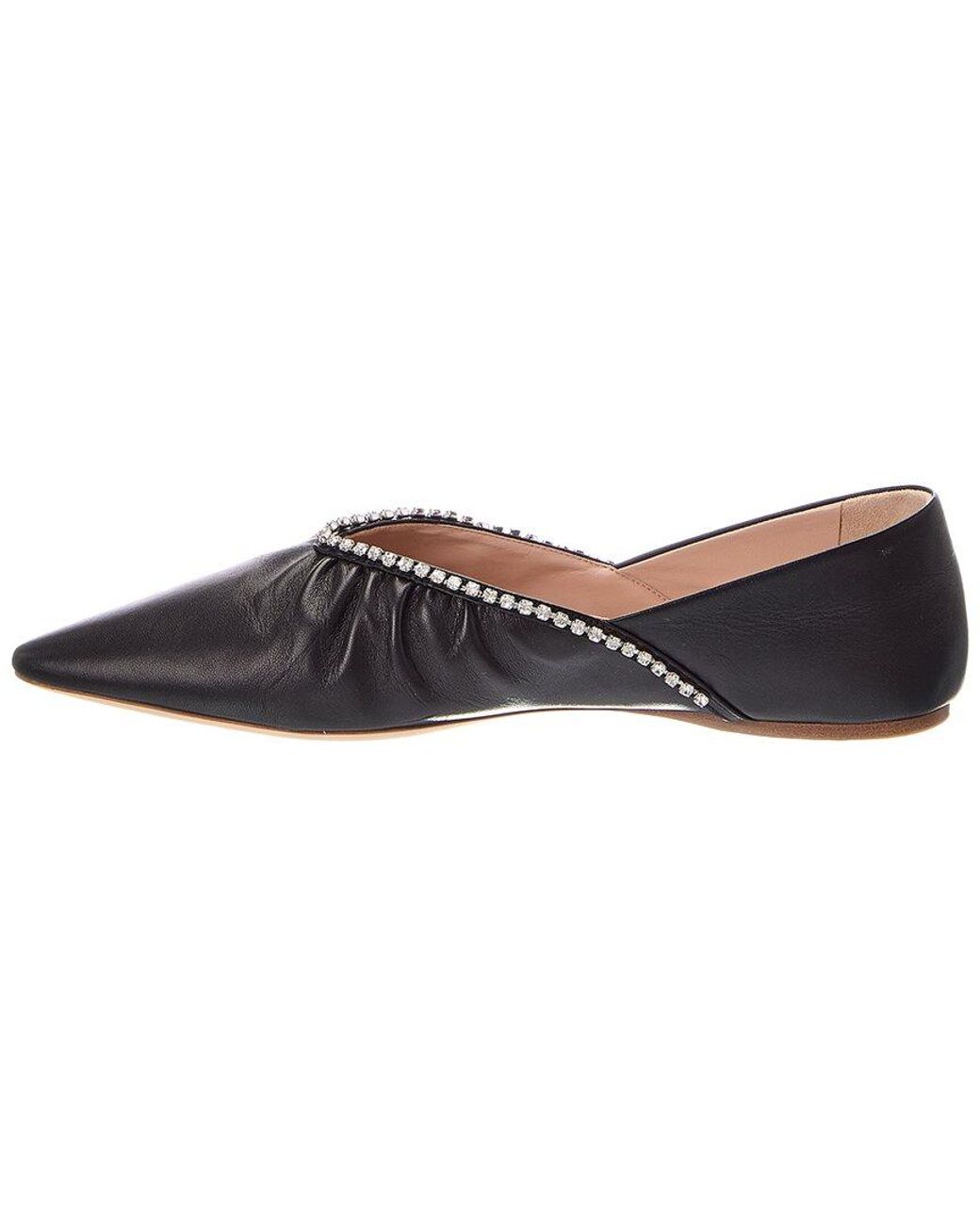 Miu Miu Gray Leather Flat