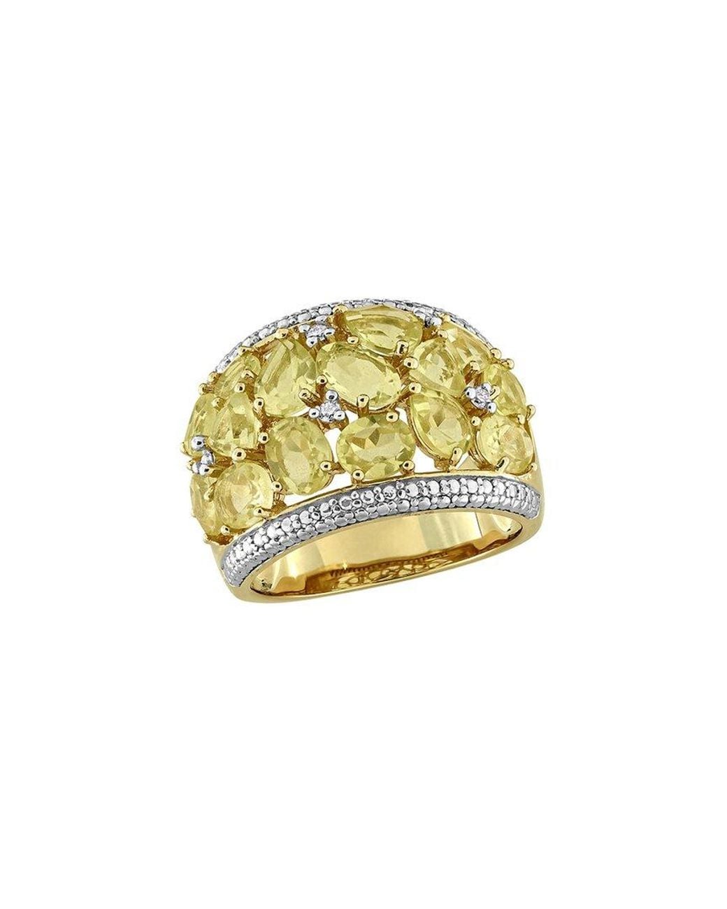 Rina Limor Metallic Plated 6.02 Ct. Tw. Diamond & Lemon Quartz Ring