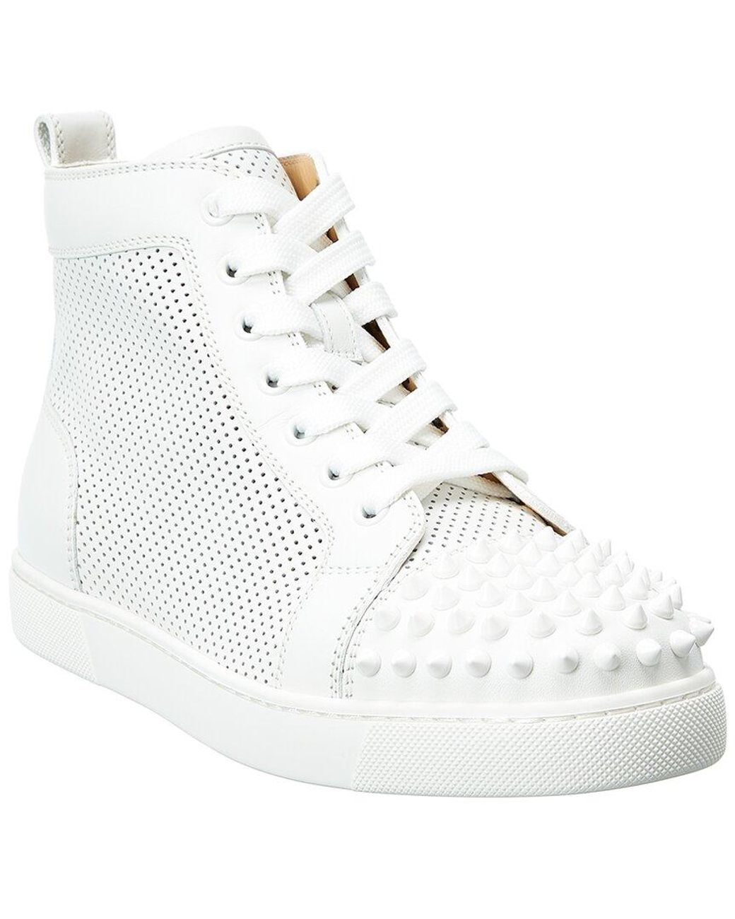 Christian Louboutin High Top Spikes Sneakers White Size 42 US 9 With Box  Mint.