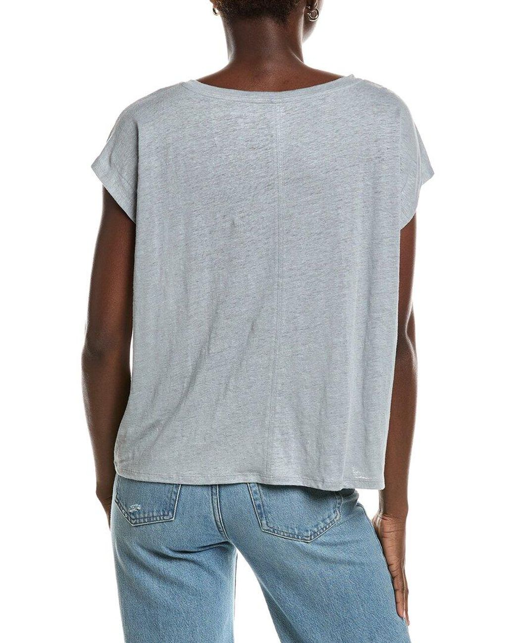 Eileen Fisher Blue V-Neck Square Linen T-Shirt