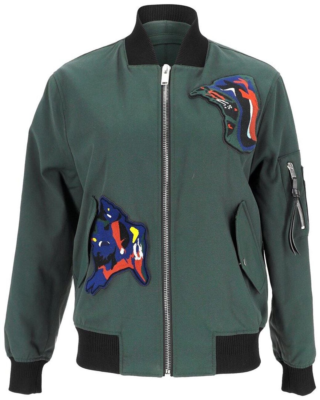 Proenza Schouler Green Patched Bomber Jacket, Size Us (Authentic Pre-Loved)
