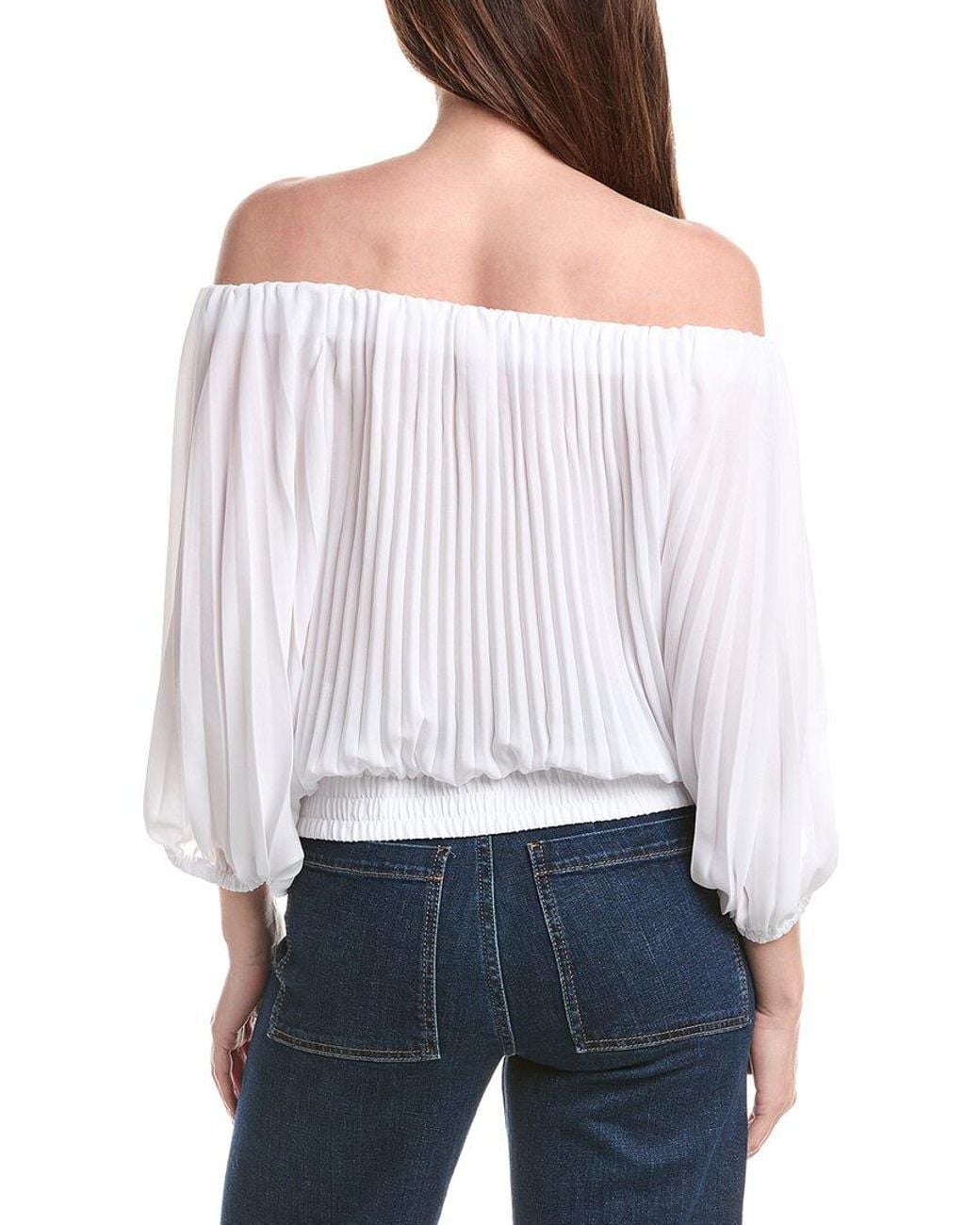 Vince Camuto White Off The Shoulder Pleated Blouse