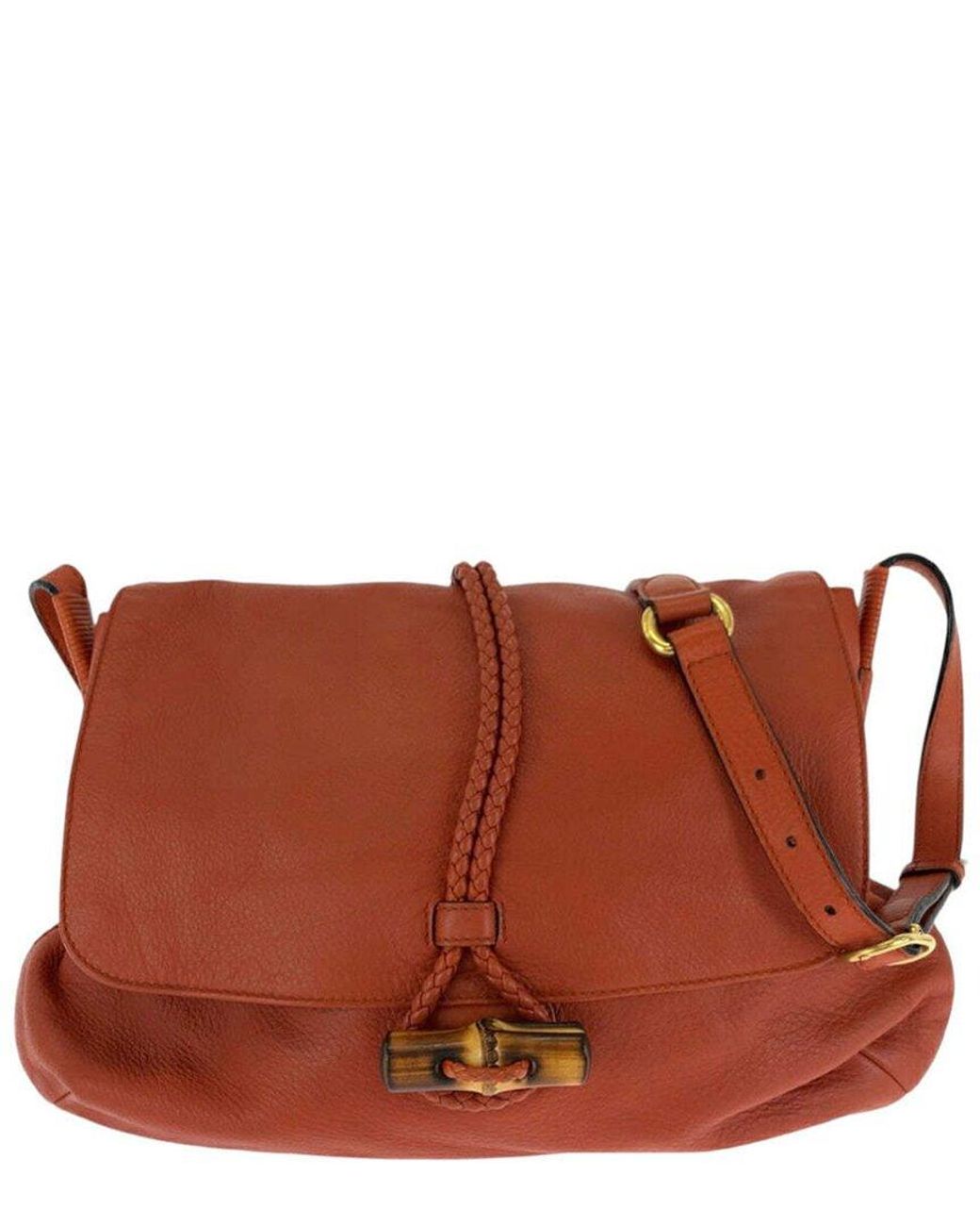 Gucci Brown Bamboo Leather Shoulder Bag (authentic Pre-loved)