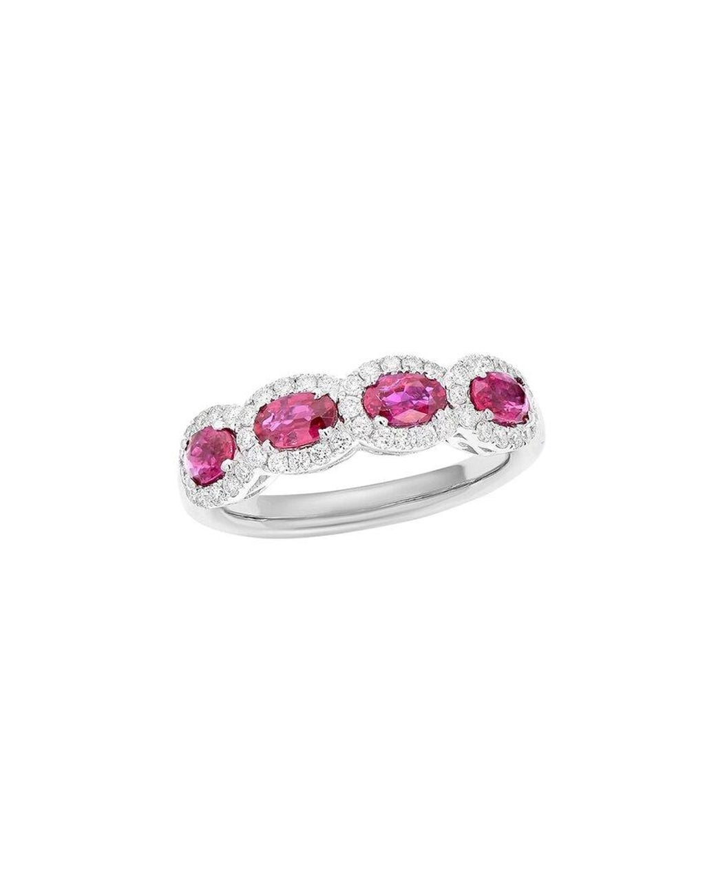 Diana M Pink Fine Jewelry 18k 1.63 Ct. Tw. Diamond & Ruby Half-eternity Ring