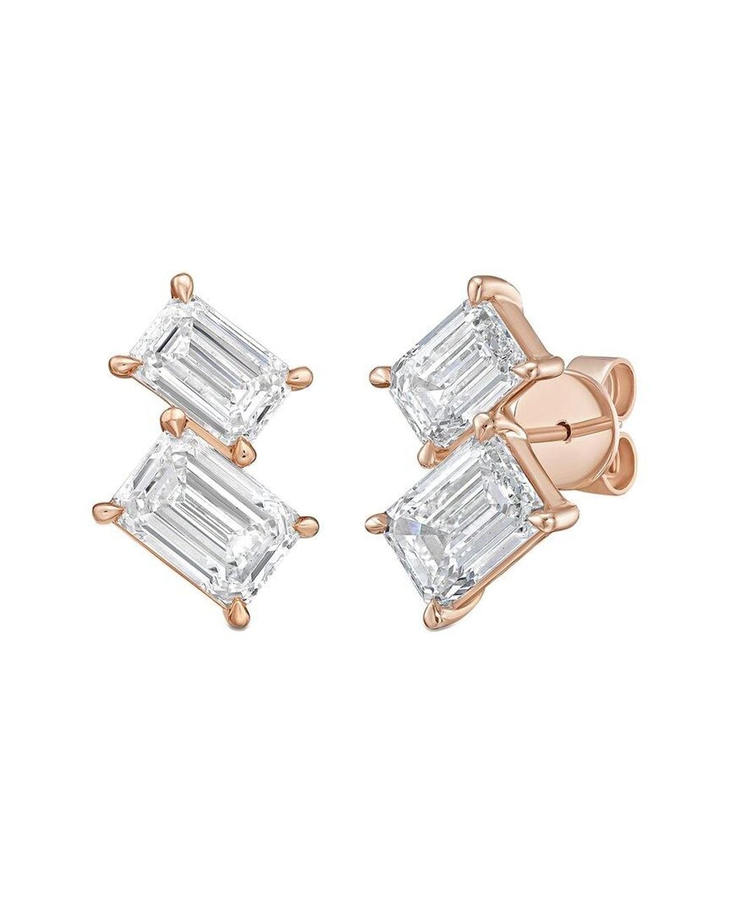 Diana M White Diana M. 14K Rose 15.00 Ct. Tw. Lab-Grown Diamond Two-Stone Earrings