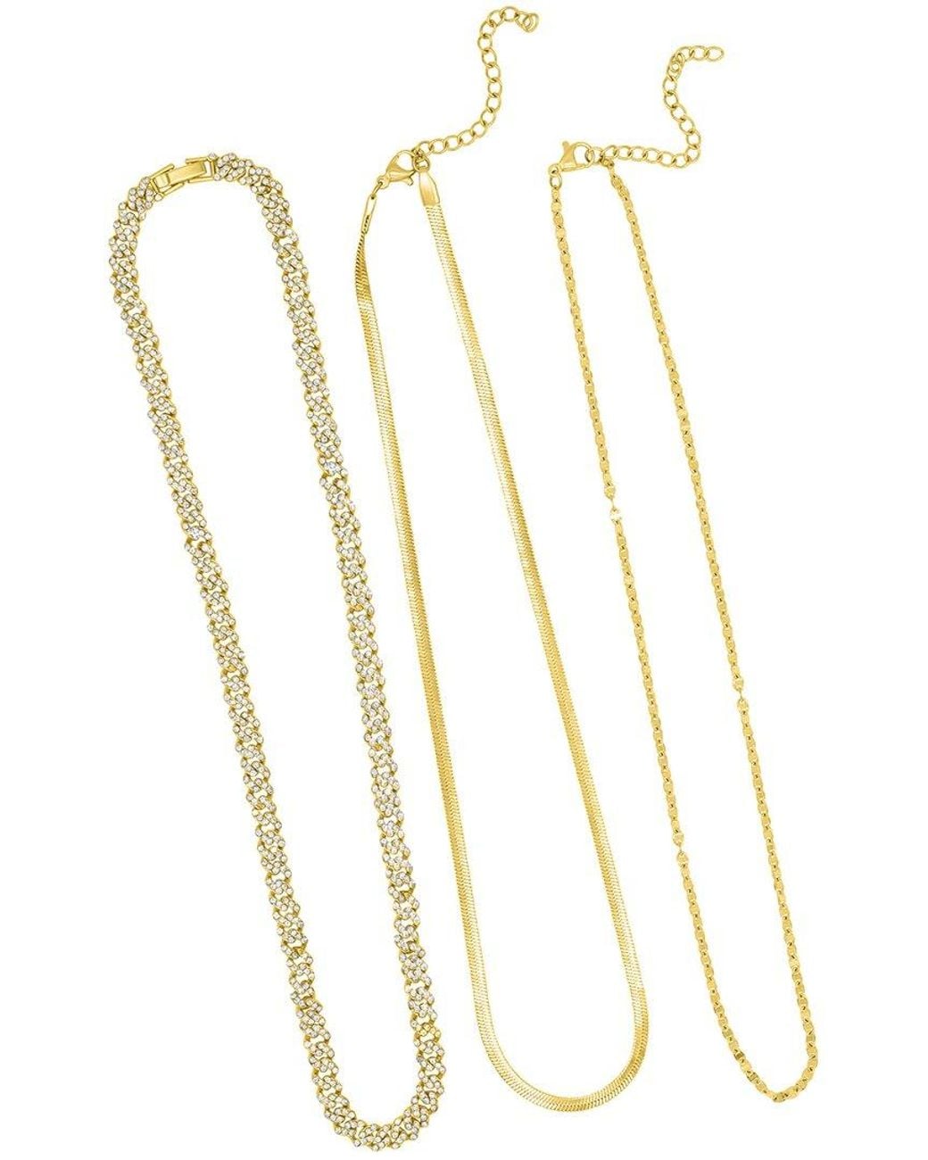 Adornia White 14K Plated Curb Chain Necklace Set