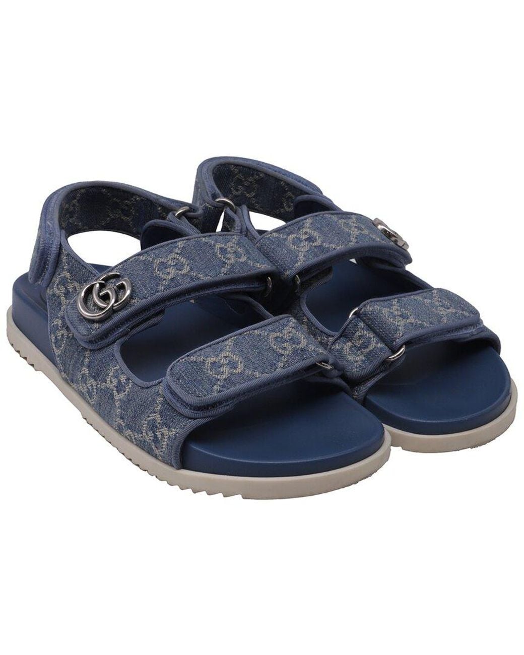 Gucci Blue Cotton Moritz Gg Slingback Sandal (Authentic Pre-Loved)
