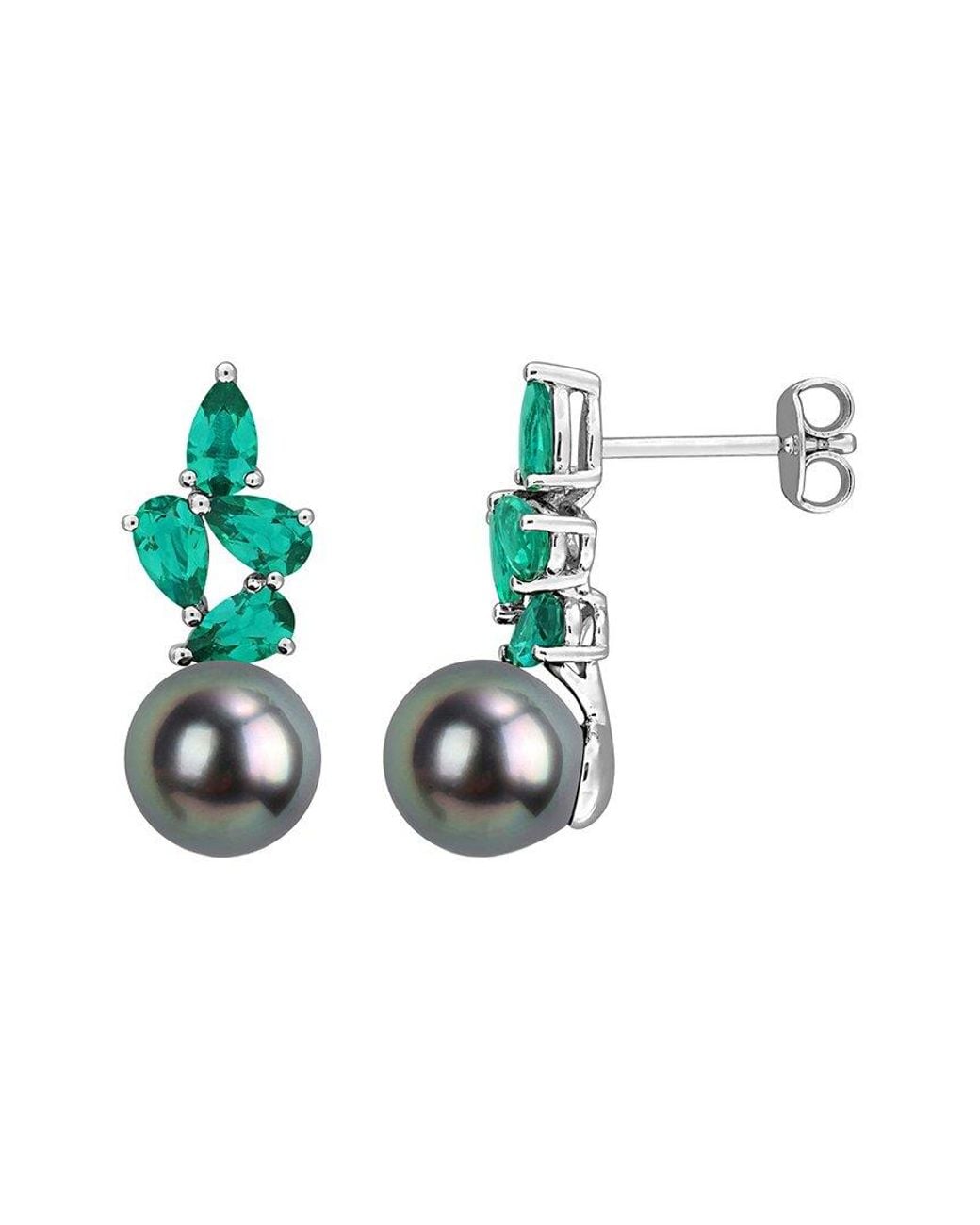 Rina Limor Blue 1.84 Ct. Tw. Lab-Grown Gemstone & 8-8.5Mm Pearl Earrings