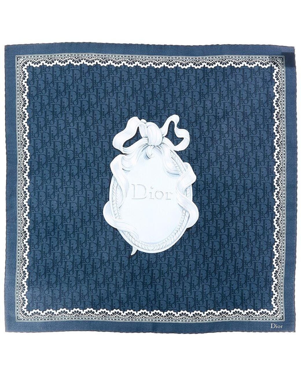 Dior Blue Medallion Silk Scarf