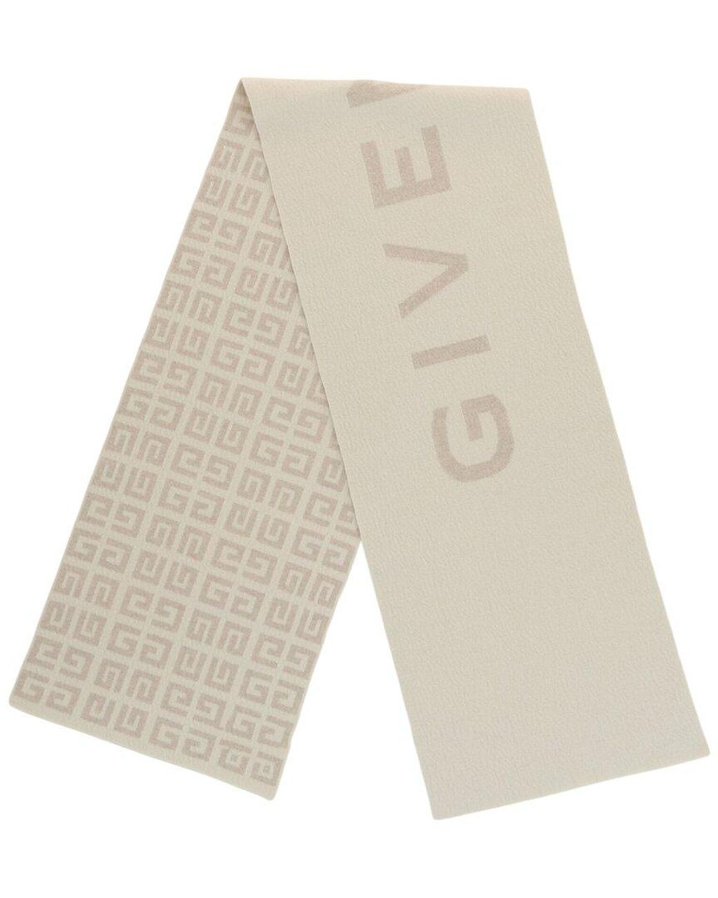 Givenchy Natural Reversible Logo Wool & Cashmere-Blend Scarf