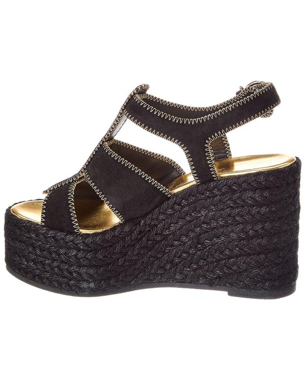 Ferragamo Black Renee Suede Wedge Sandal
