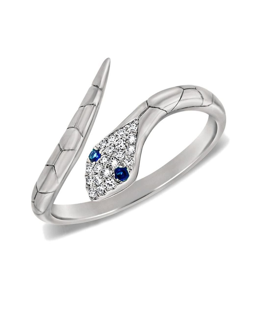 Sabrina Designs White 14k 0.08 Ct. Tw. Diamond & Sapphire Snake Ring