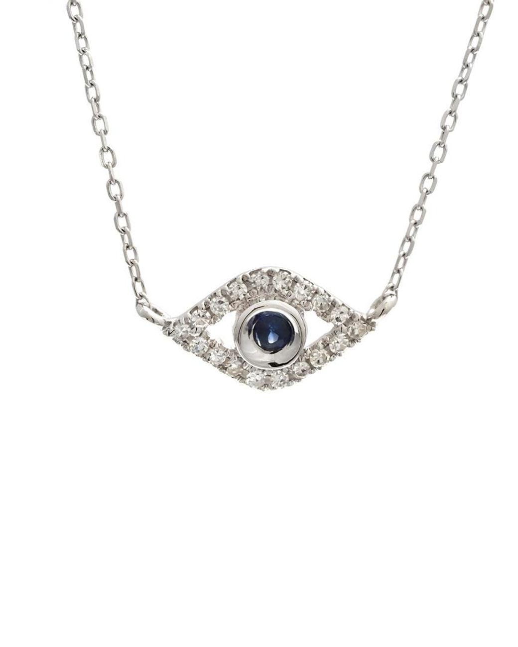 Diamond Select Cuts Metallic 14K 0.08 Ct. Tw. Diamond & Sapphire Necklace