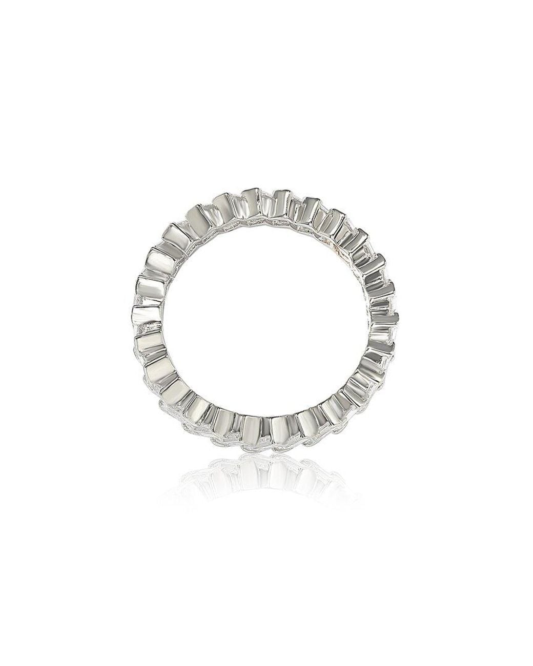 Suzy Levian White Silver Cz Eternity Ring