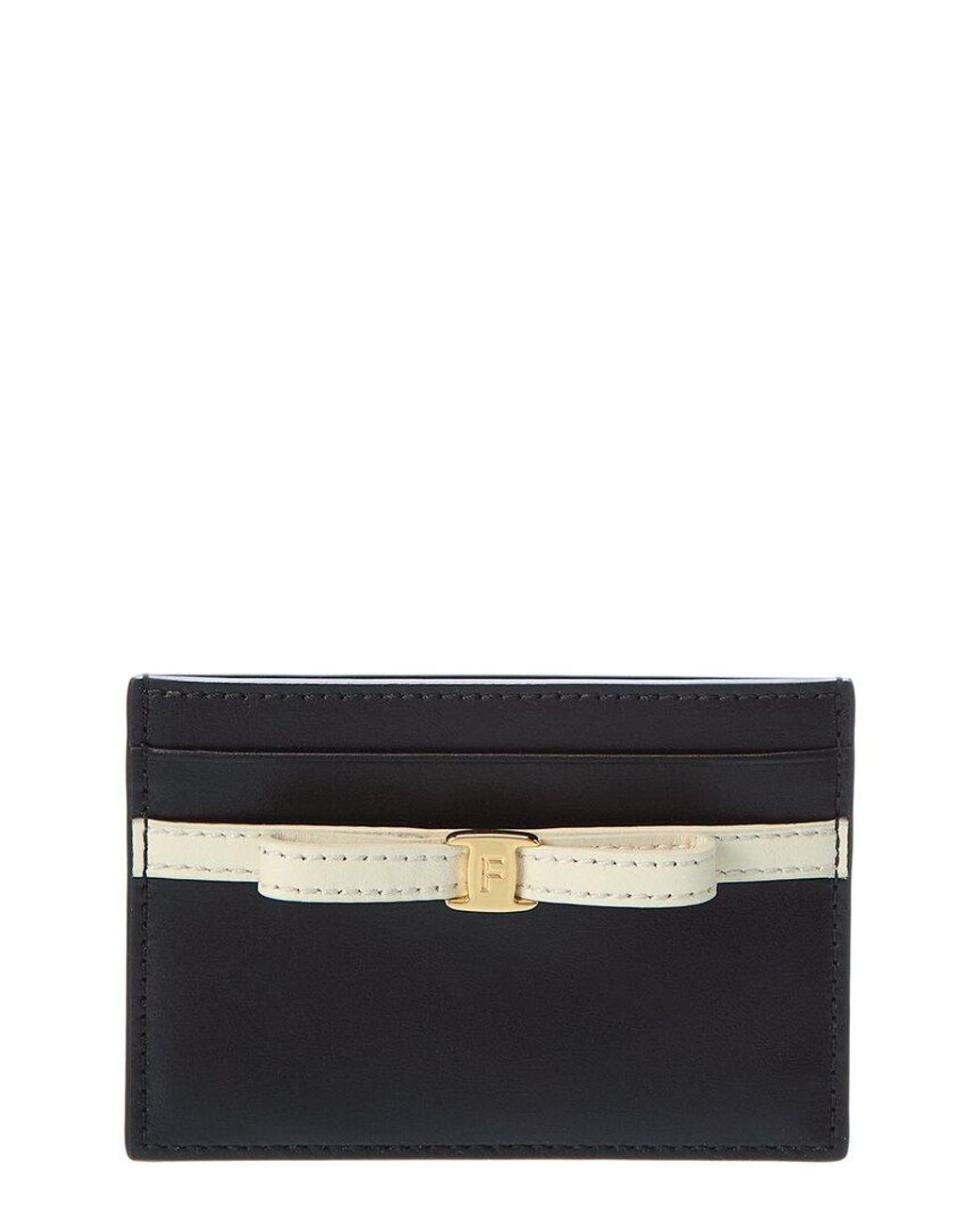 Ferragamo Black Bow Leather Card Case