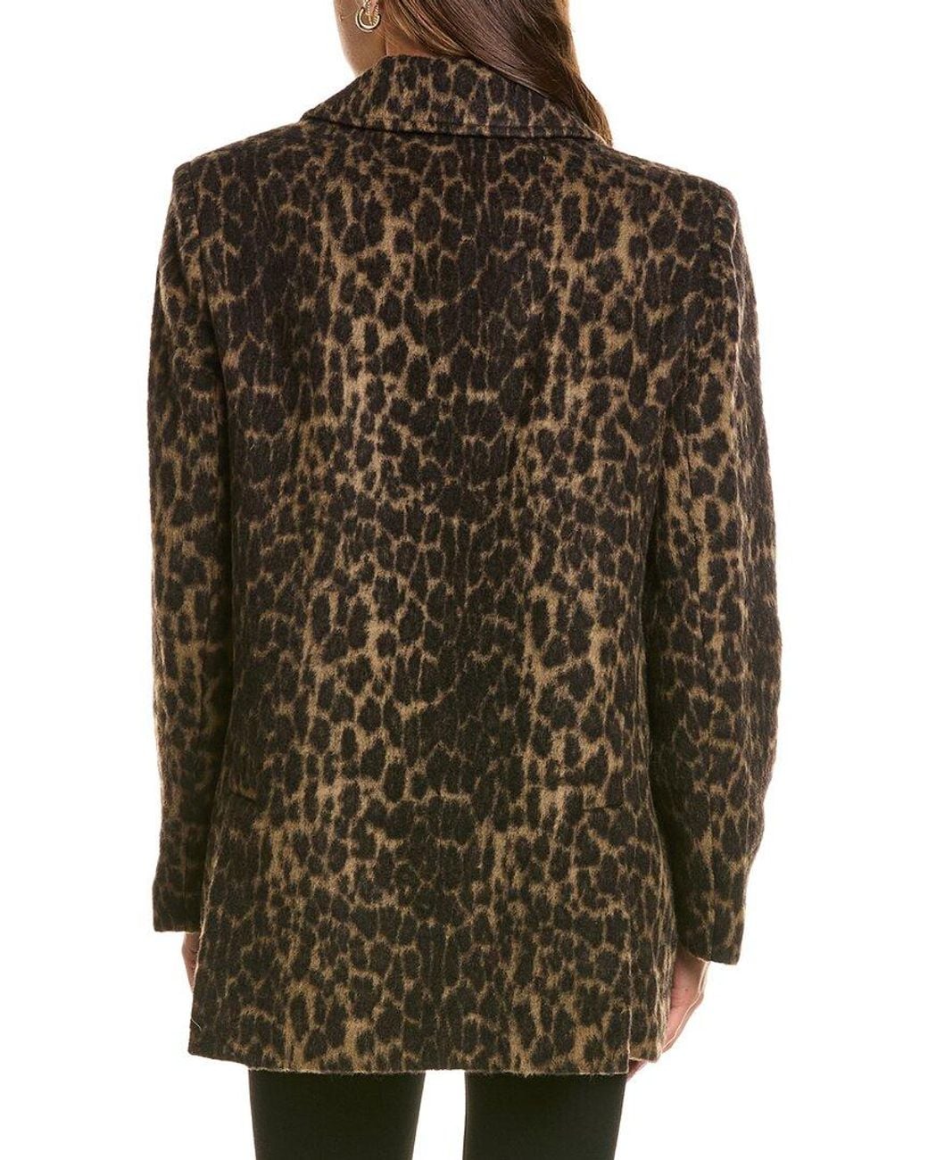 Cece Black Leopard Wool-Blend Blazer