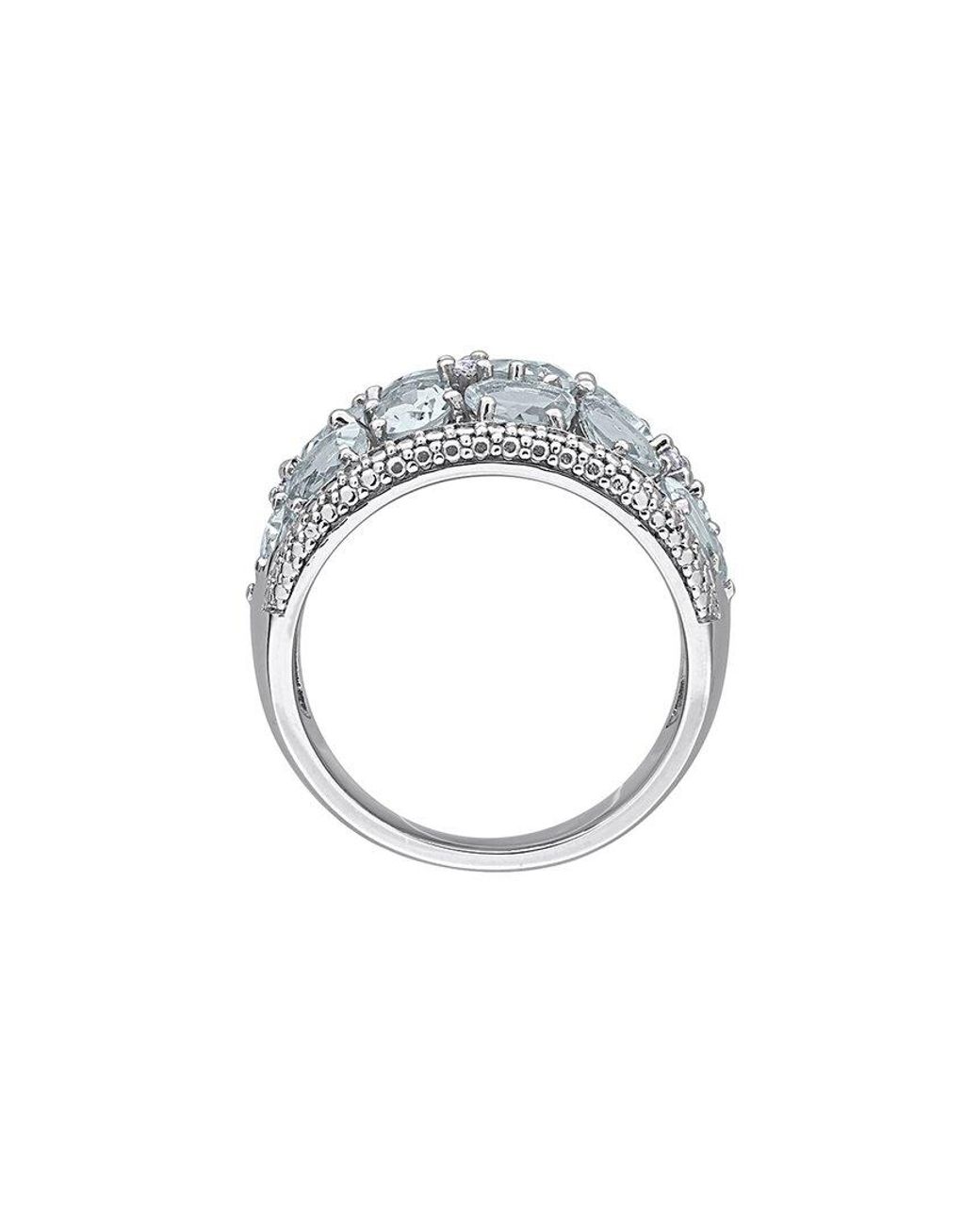 Rina Limor White 4.05 Ct. Tw. Diamond & Aquamarine Cluster Ring