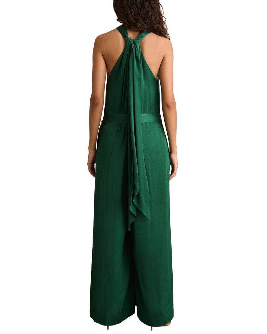 Reiss Green Rosin Draped Occasion Jumpsuit